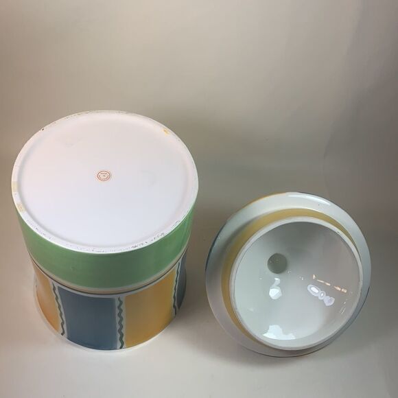 Cookie Jar Lid Green Yellow Blue 10 Inches Tall - Picture 6 of 8